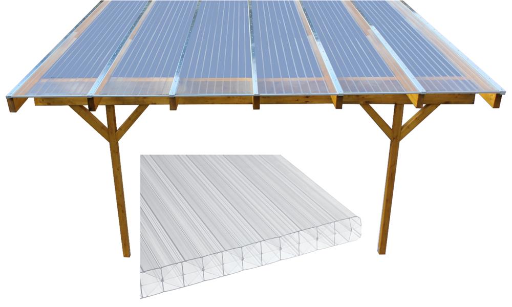 2,00 m Länge x 10,16 m Breite, Komplett-Dach m. Leimb. Glasklar PC Stegpl.+Zub. A/G