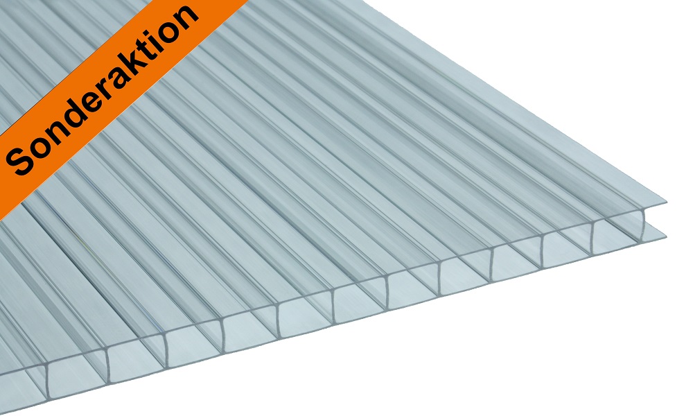 8 mm Stegplatte aus Polycarbonat, Glasklar, Struktur 2-fach