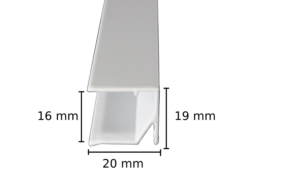 16 mm Weiß Alu Abschlußprofil universal