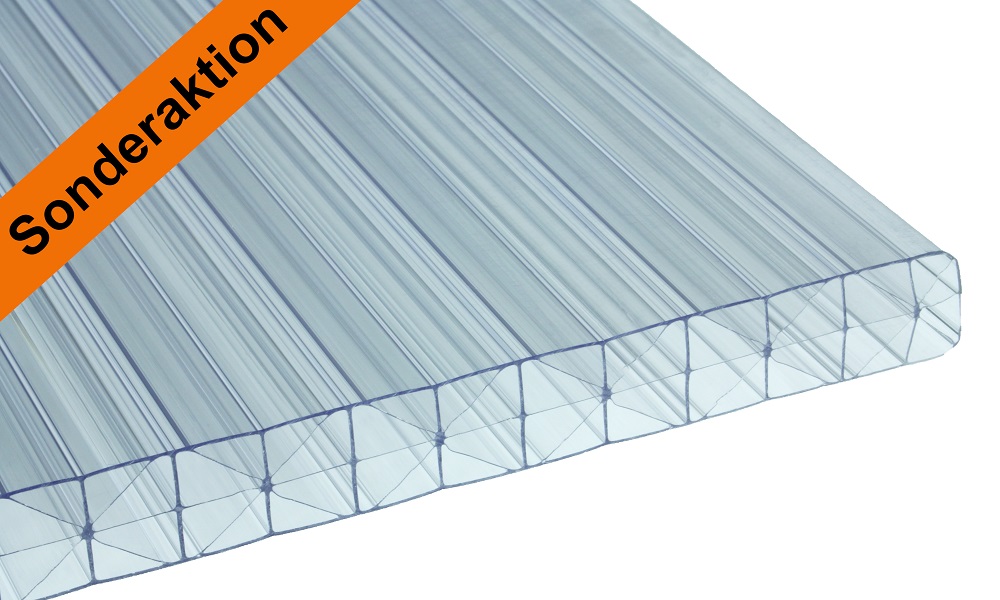 ! Sonder-Aktion ! 16 mm Stegplatte aus Polycarbonat, Glasklar, Struktur 3-fach + X